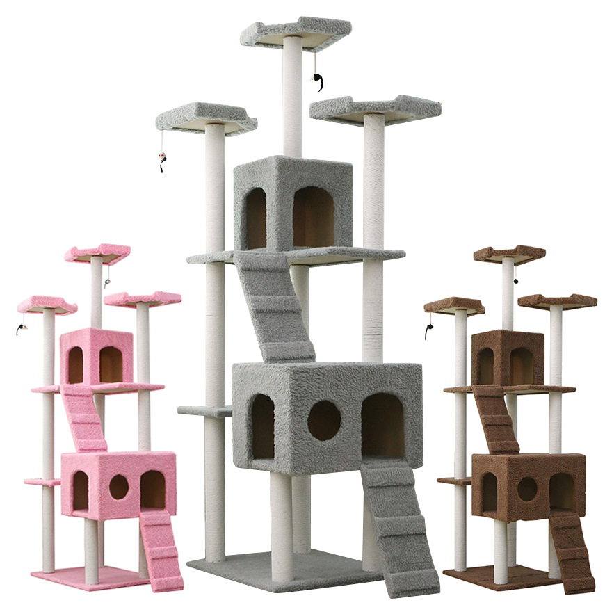 Manufacturer Wholesale Large Sisal Multiple Colors Lambswool Cat Tree House Condo
