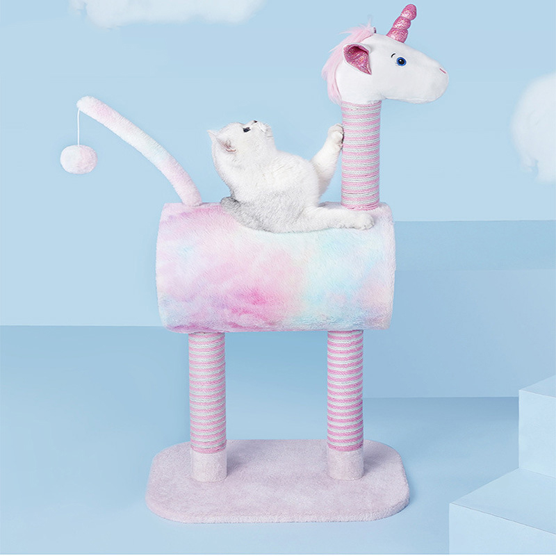 Manufacturer Wholesale Cute Macaron Sisal Pink Cat Tree Scratcher Condo