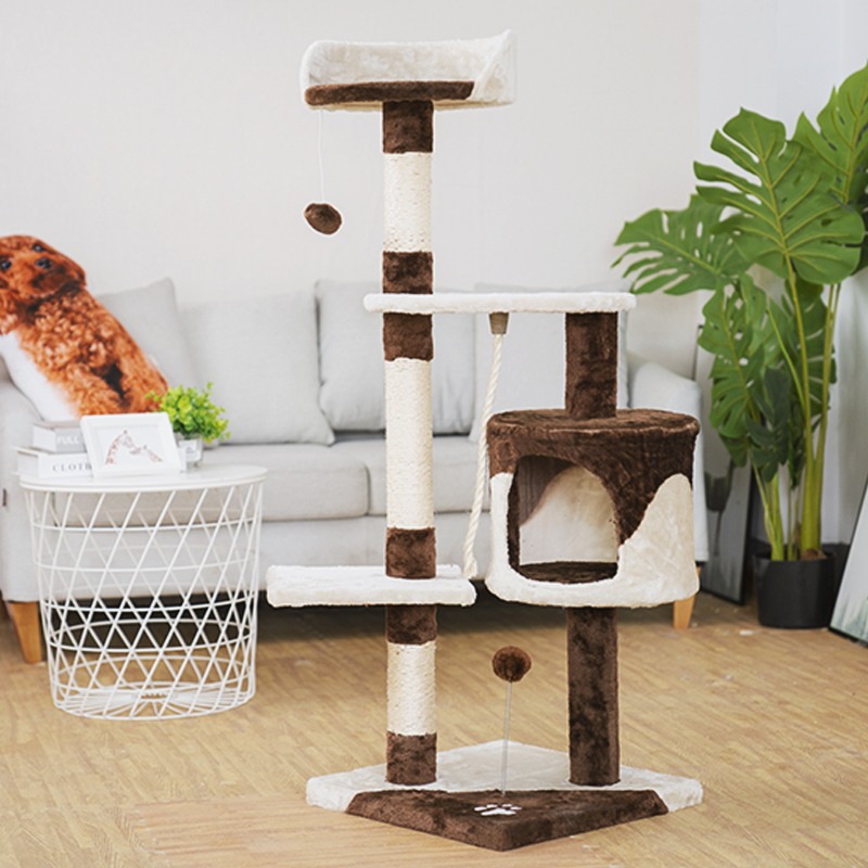 Manufacturer Wholesale Sisal Short Plush Scratcher Tree House Condo Cat Tower