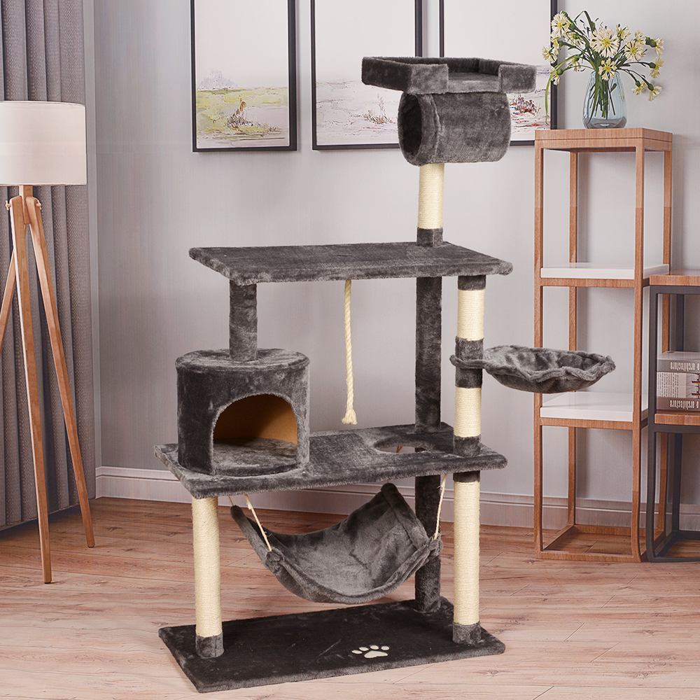 Short Plush High Quality Big Dark Grey Cat Scratcher