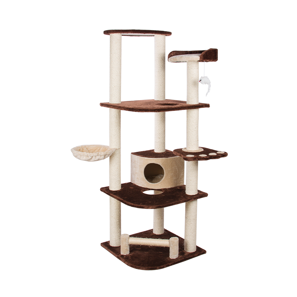 Big Size Double Color Cat Tree With Playing Mouse Toy