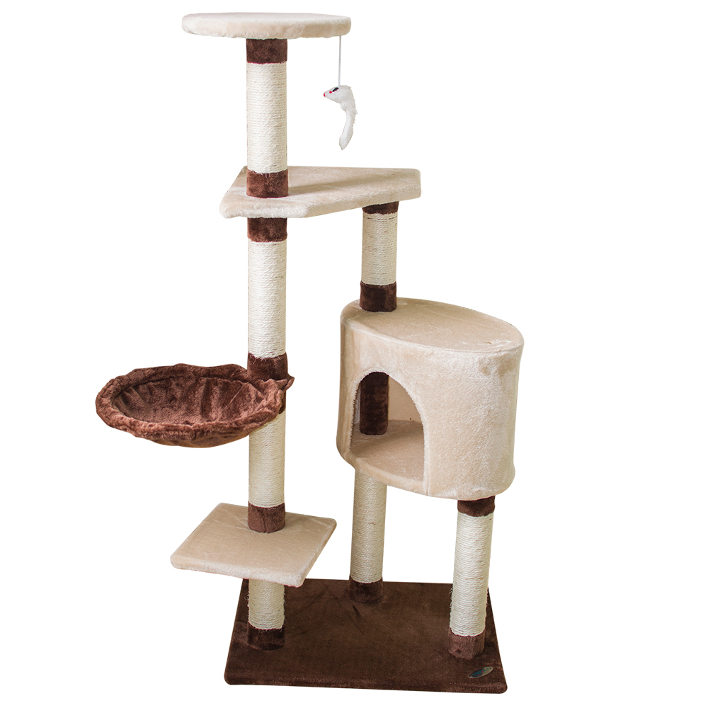 Multicolor Driftwood Sisal Post Cat Tower Cave