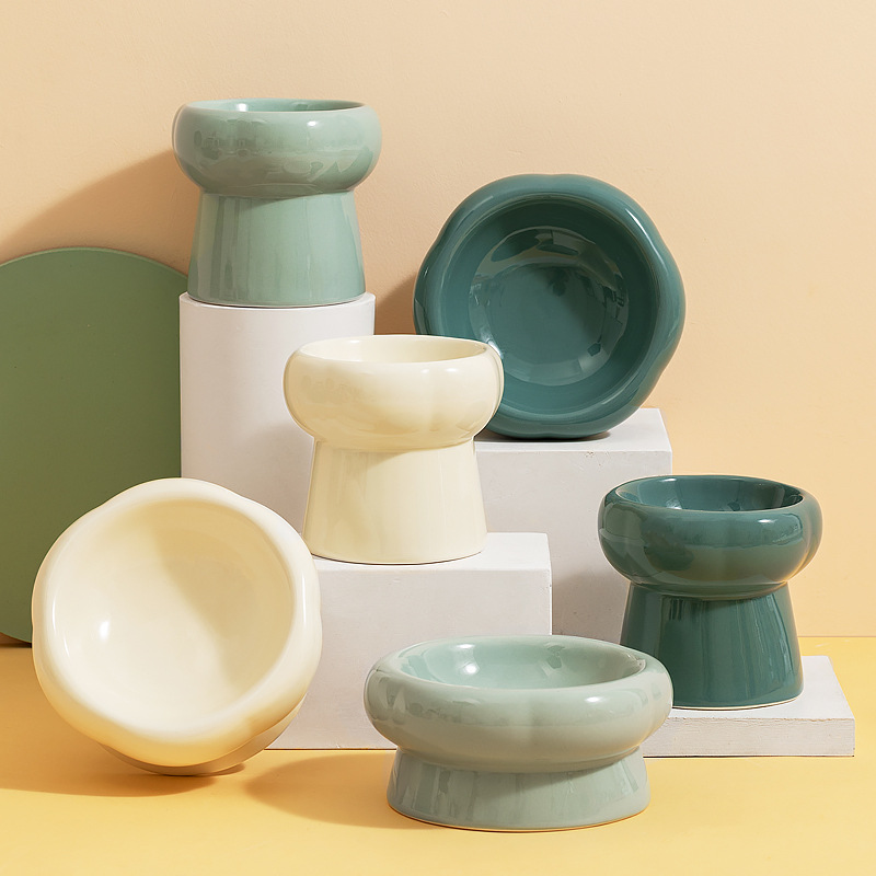 Manufacturer Wholesale Green White Ceramic Cat Petal Bowl
