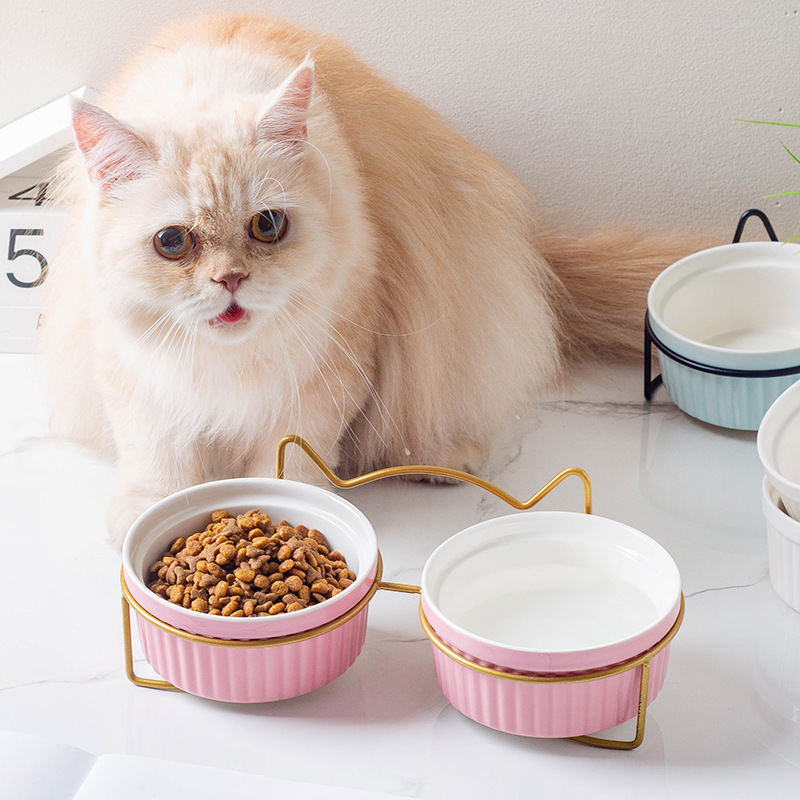 Manufacturer Wholesale Pink Blue White Ceramic Dog Cat Bowls