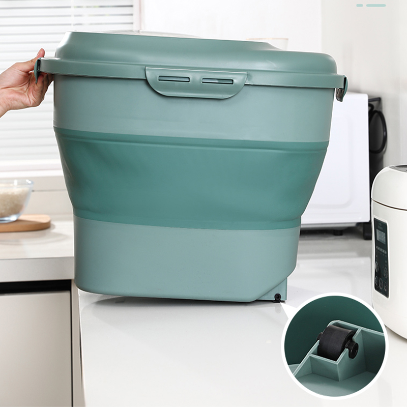Manufacturer Wholesale Foldable Portable Dog Pet Food Storage Container With Wheel