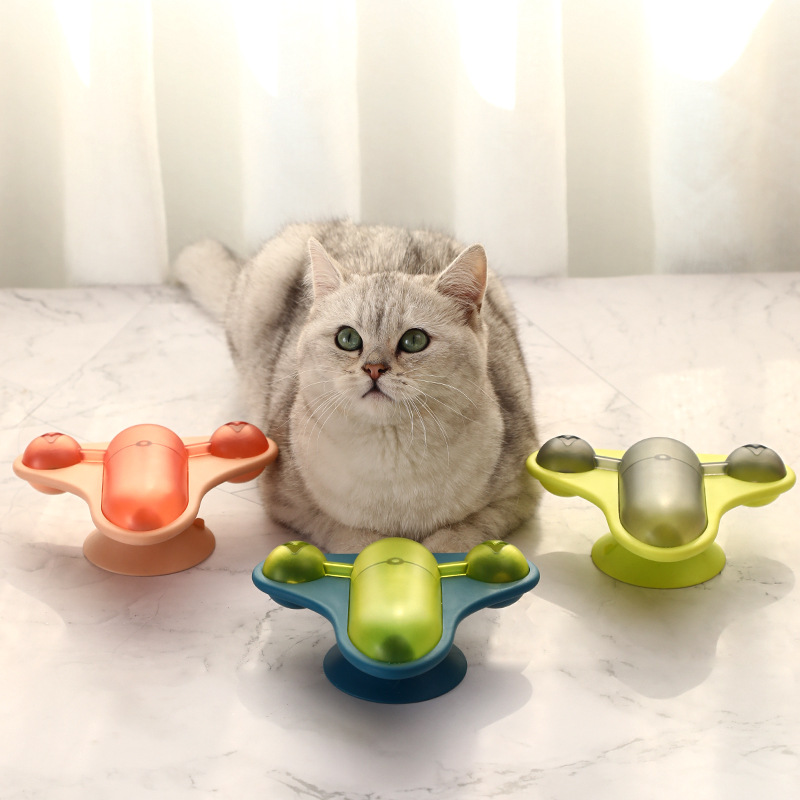 Manufacturer Wholesale Plane Shape Rotating Catnip Bell Dog Cat Feeder Toys