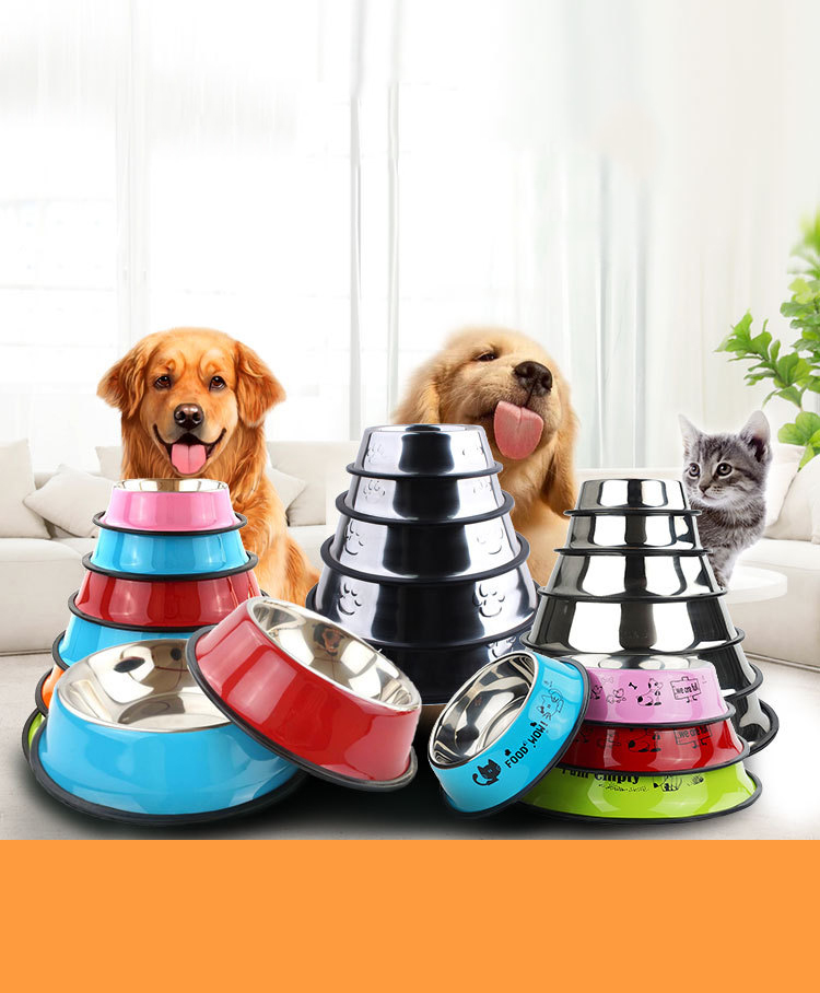 Manufacturer Wholesale Multi-colors Stainless Steel Cat Dog Bowl Non-slip