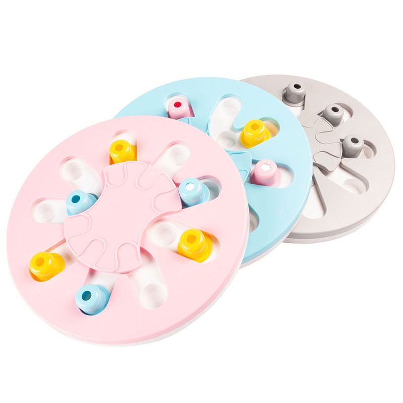 Manufacturer Wholesale Round Shape Dog Smart Feeder Toy Pink Blue Grey