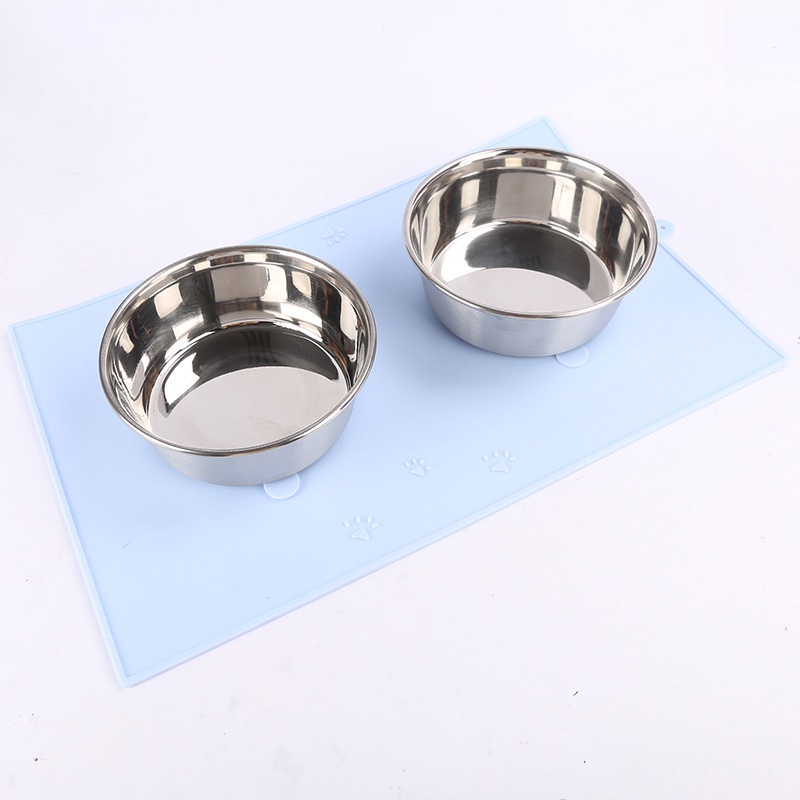 Manufacturer Wholesale Foldable Stick Dog Two Bowls Feeding Mat