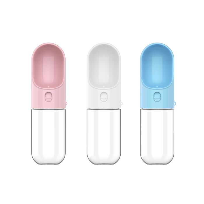 Manufacturer Wholesale Blue Pink White Outdoor Carrier Portable Pet Dog Water Bottle 400ml