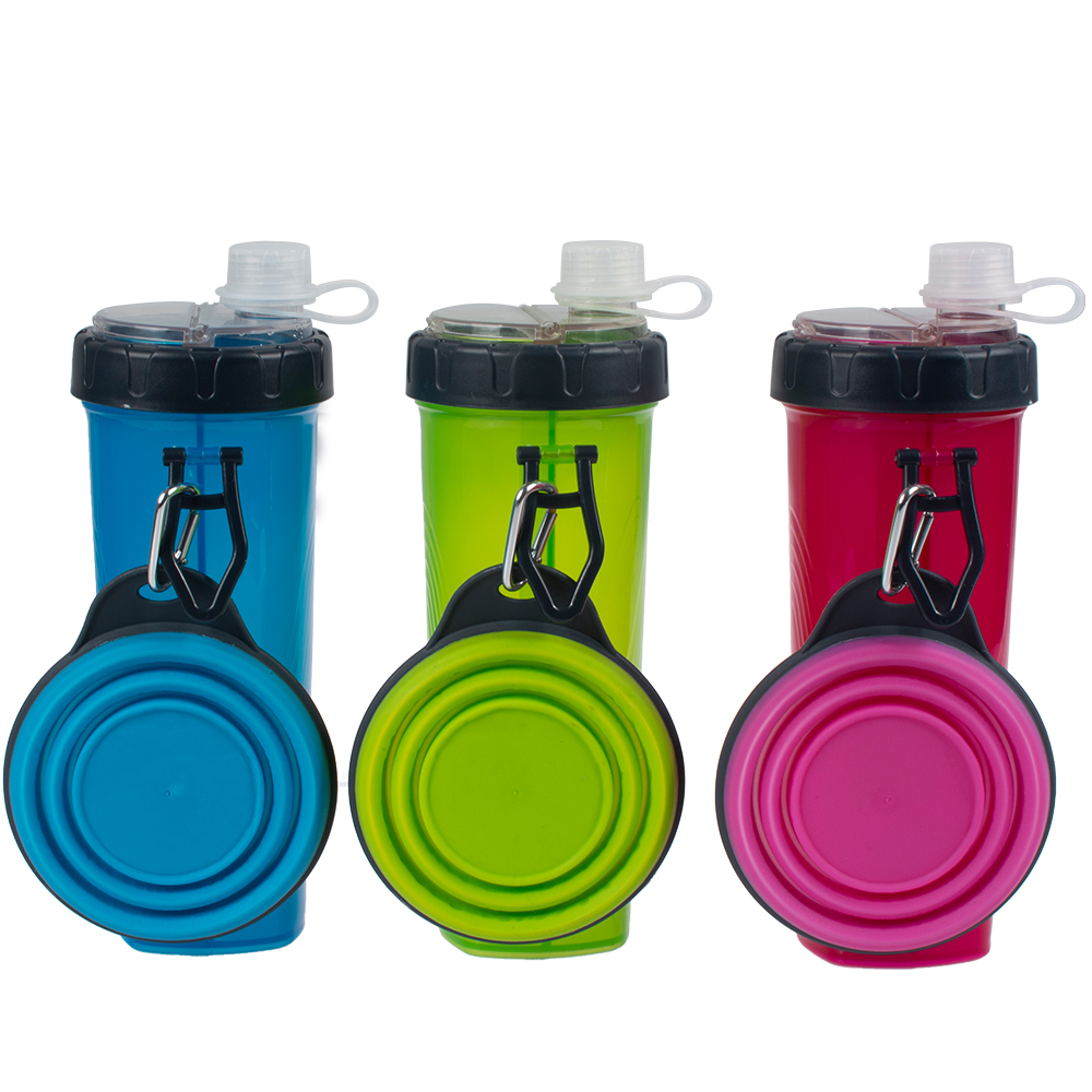 Manufacturer Wholesale Custom Logo Outdoor Portable Carrier Pet Dog Water Bottle With Food Bowl