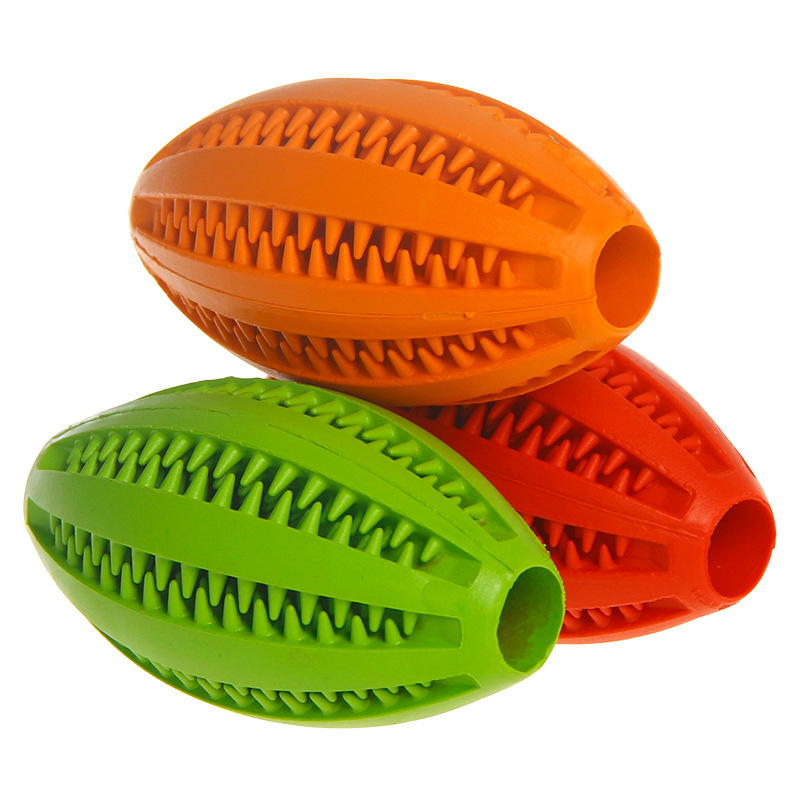 Manufacturer Wholesale Multi-colors Oval Rubber Pet Dog Feeder Ball Toys