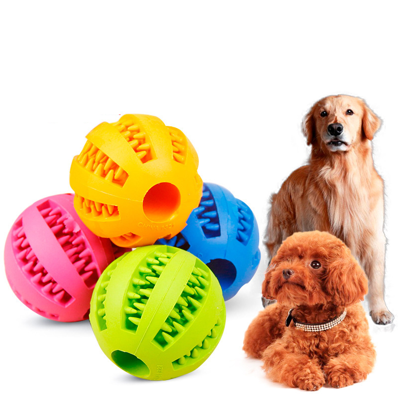 Manufacturer Wholesale Multi-colors Round Rubber Pet Dog Feeder Ball Toys