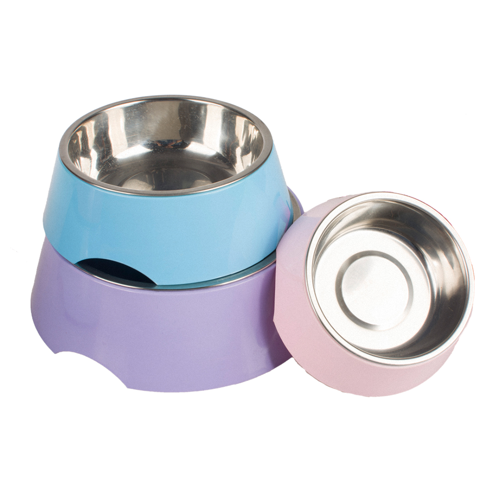 Round Set Melamine Stainless Steel Dog Bowls