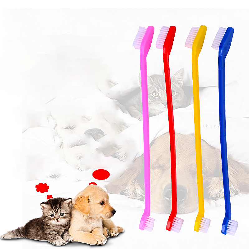 Manufacturer Wholesale Plastic Pet Dog Toothbrush Set 4 Packs 8 Packs