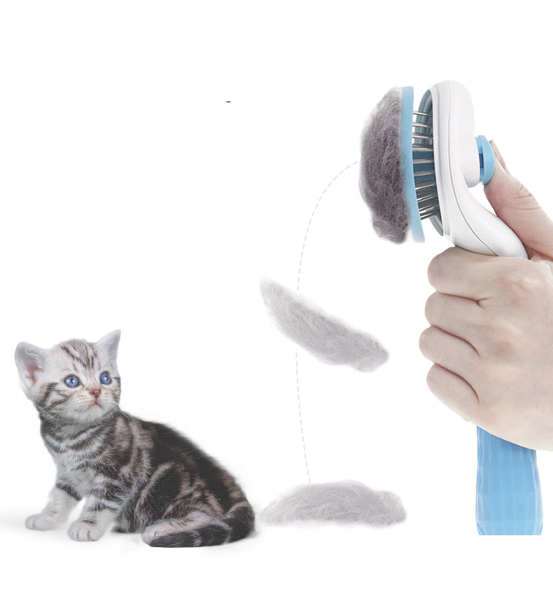 Manufacturer Wholesale Abs Fine Thick Needle Cat Pet Brush With A Button