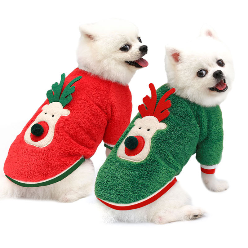 Manufacturer Wholesale Christmas Red Green Elk Winter Warm Dog Coat