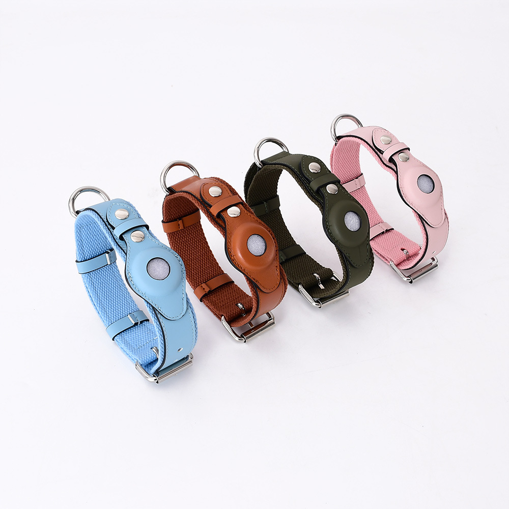 Manufacturer Wholesale Custom Logo Leather Dog Collar Placed Airtag