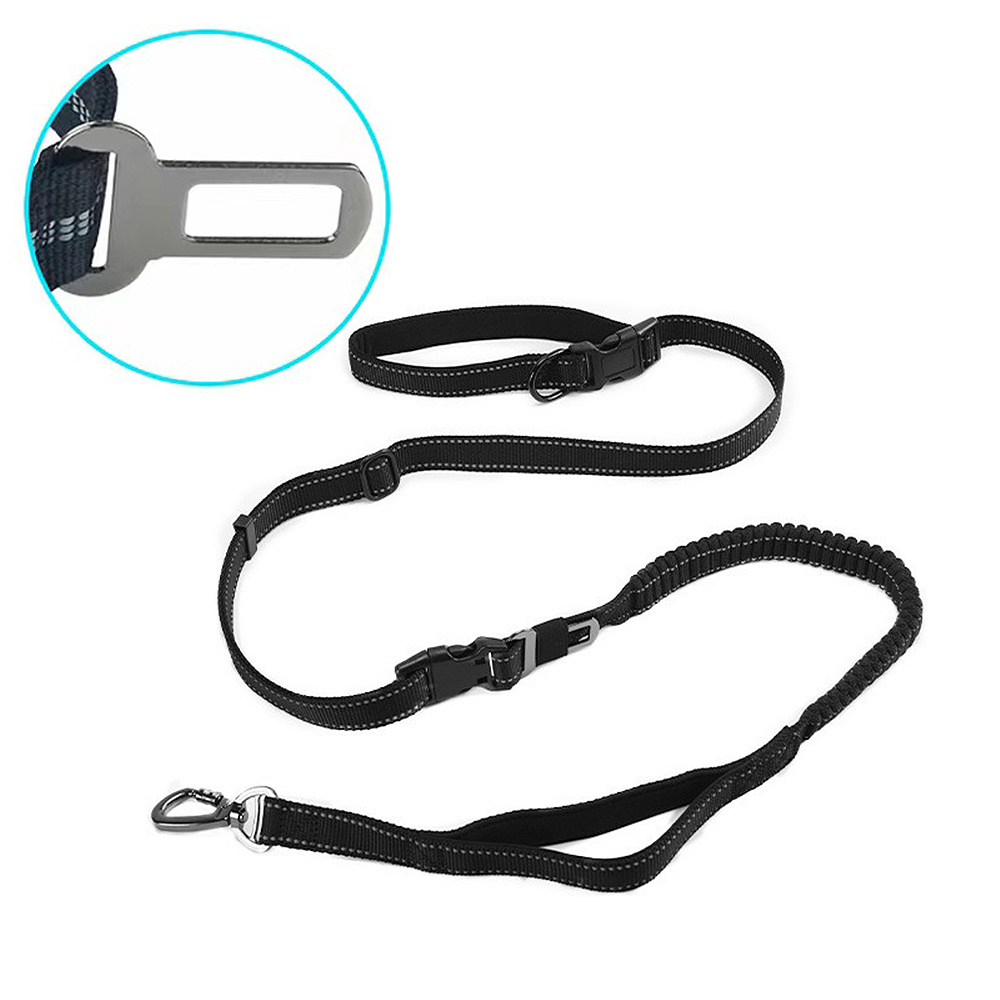 Manufacturer Wholesale Nylon Adjustable 2 In 1 Seat Belt Dog Collar And Leash Set