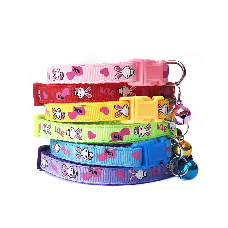 Wholesale Manufacturer Rabbit Pattern Adjustable Cat Collar With Bell
