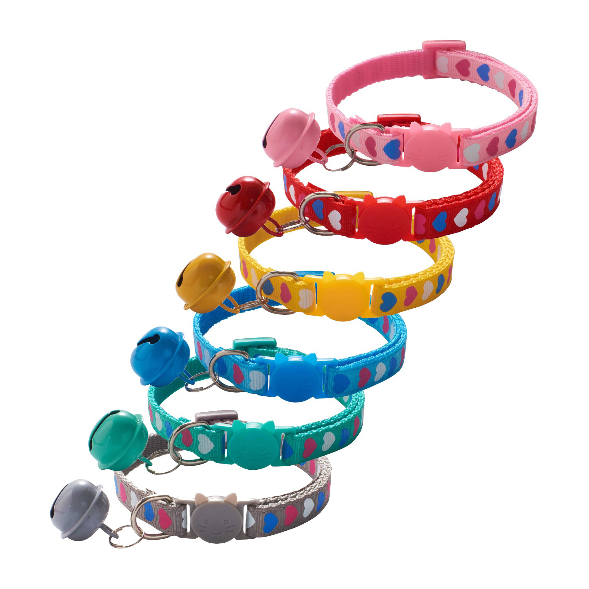 Manufacturer Wholesale Colorful Love Pattern Cat Collar With Bell