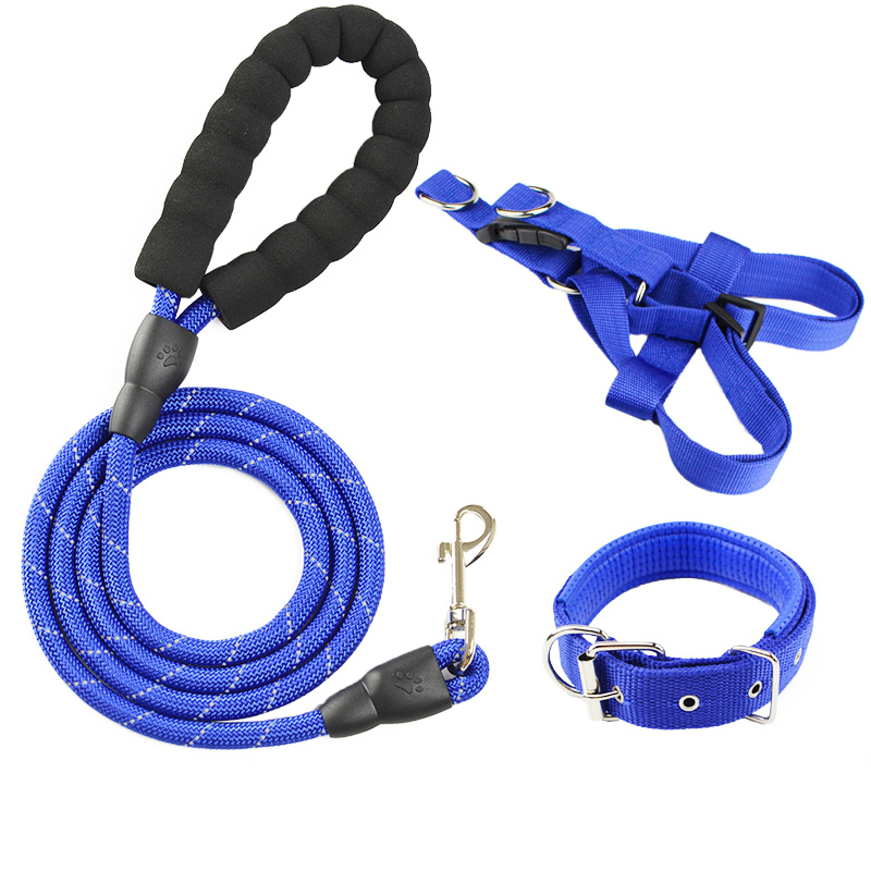 Manufacturer Wholesale Reflective Wire Nylon Dog Rope Leash Collar Harness Set