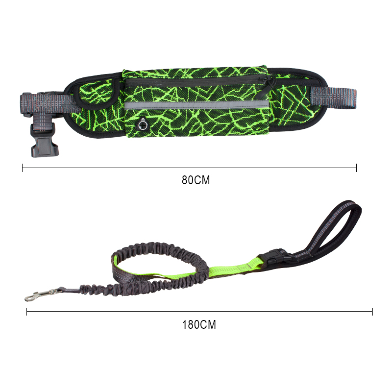 Manufacturer Wholesale Green Orange Grey Reflective Dog Leash With Pocket Outdoor Use