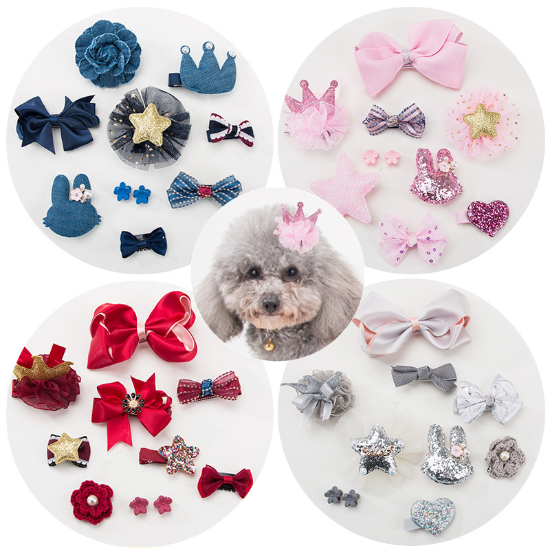 Manufacturer Wholesale Pink Red Grey Dog Hair Bow Decoration