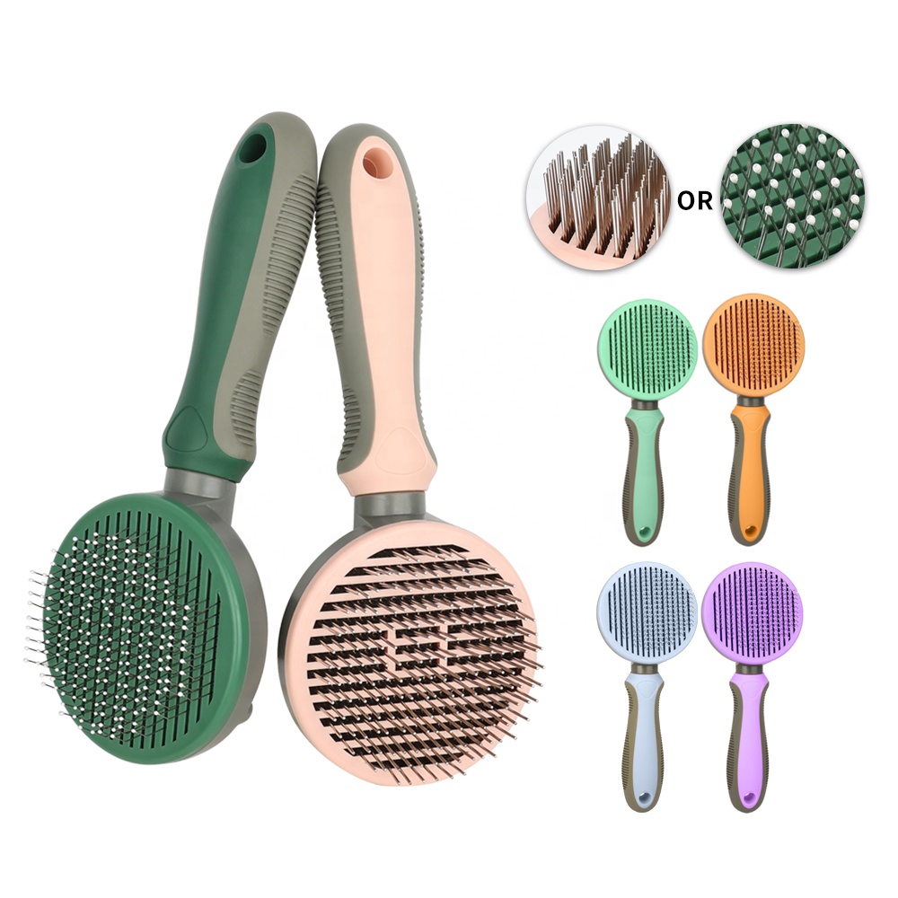 Factory Wholesale Low Moq Six Colors Self Cleaning Pet Pin Brush Cat Dog Grooming Slicker Brush