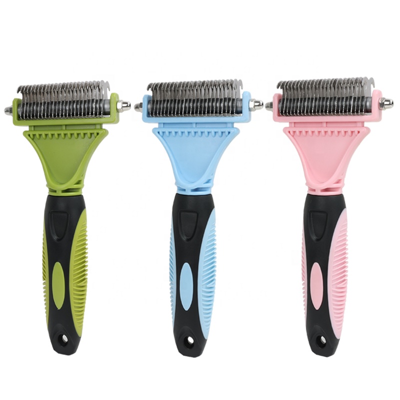 Factory Wholesale Custom Logo Double Sided Pet Knot Comb Hair Cutting Cat Dog Dematting Rake Comb