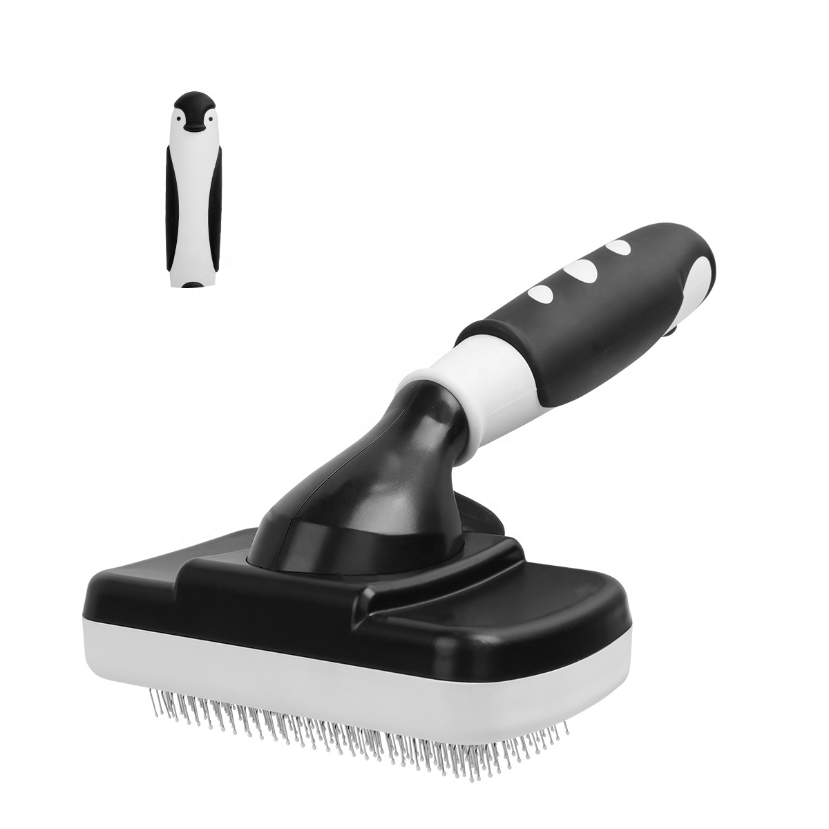 Factory Wholesale Custom Logo Penguin Handle Self Cleaning Cat Cleaning Hair Brush Dog Pet Slicker Brush For Grooming
