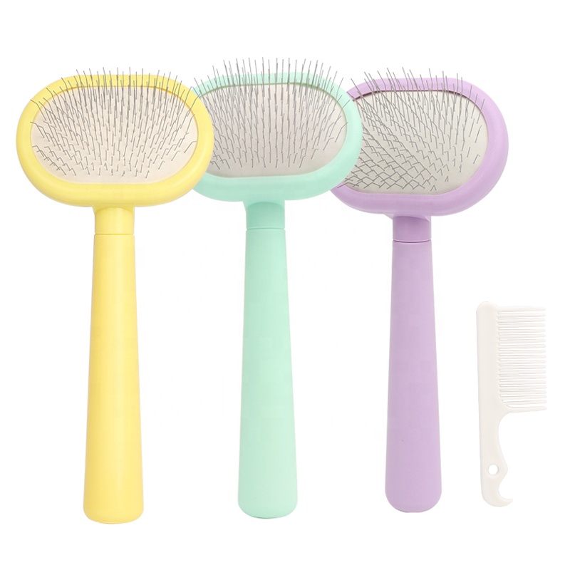 Factory Wholesale Color Box Packaging Small Dog Pin Brush Cat Pet Grooming Slicker Brush With A Comb