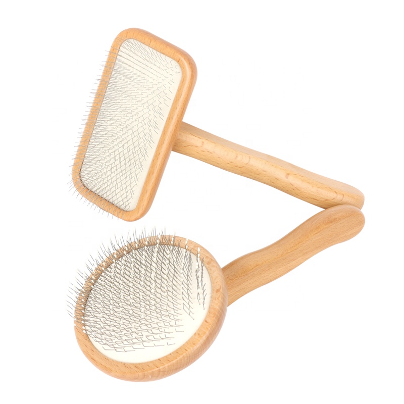 Factory Wholesale Low Moq Wood Pet Pin Brush Cat Dog Grooming Slicker Brush With Sticky Beads