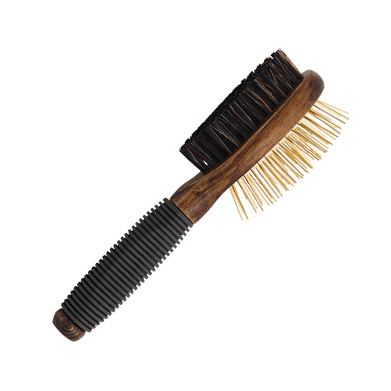 Factory Wholesale Classical Style Upscale Pet Bristle Brush Double Sided Big Long Pin Pet Dog Hair Grooming Brush