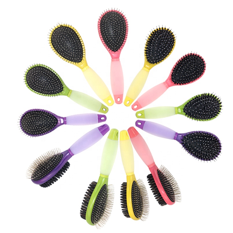 Factory Wholesale Soft Silicone Handle Single Double Sided Pet Massage Bristle Brush Cat Dog Needle Grooming Comb