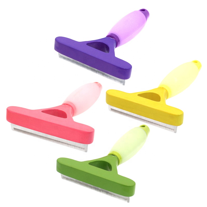 Factory Wholesale Silicone Handle Pet Deshedding Tool Cat Dog Hair Remover Grooming Brush
