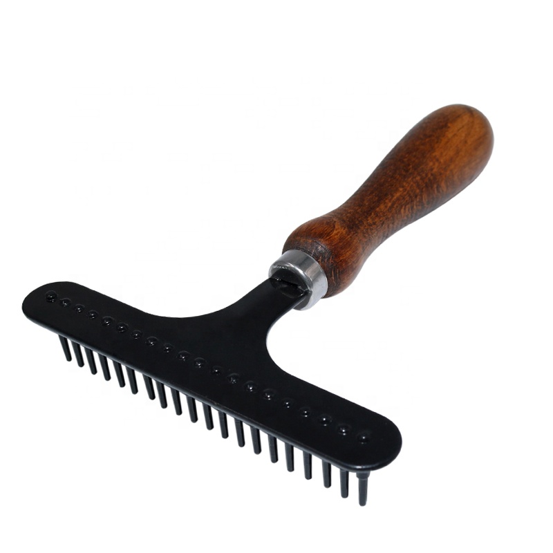 Factory Wholesale Classical Style Upscale Wood Handle Cat Hair Grooming Brush Pet Dog Undercoat Rake Brush