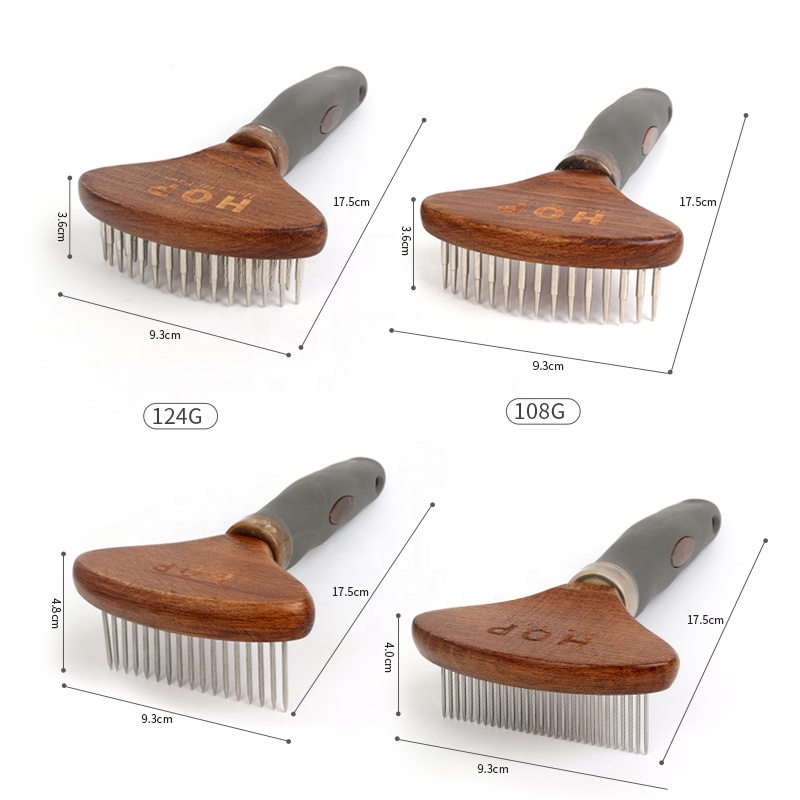 Factory Wholesale Classical Style Upscale Custom Logo Wooden Pet Needle Comb Dog Pet Grooming Rake Comb