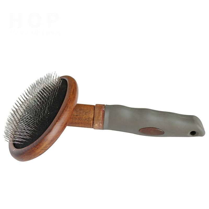 Factory Wholesale Classical Style Upscale Dark Wooden Pet Grooming Tool Cat Dog Slicker Brush