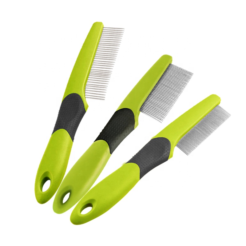 Factory Wholesale Three Style Metal Pin Cat Flea Comb Green Pet Dog Grooming Comb