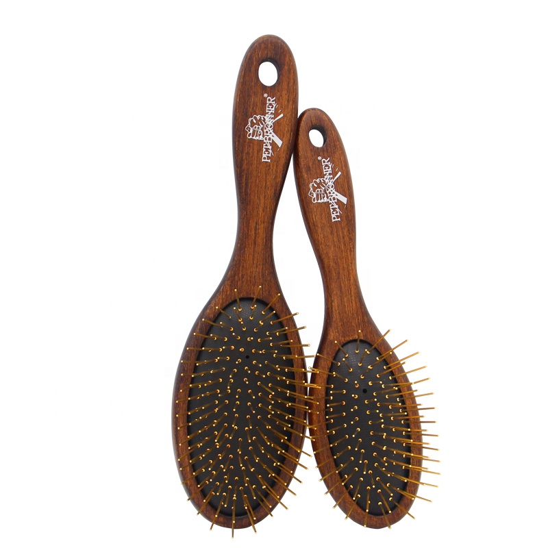 Factory Manufacture Beech Wooden Handle Cat Dog Hair Grooming Comb For Pet With Long Copper Needle