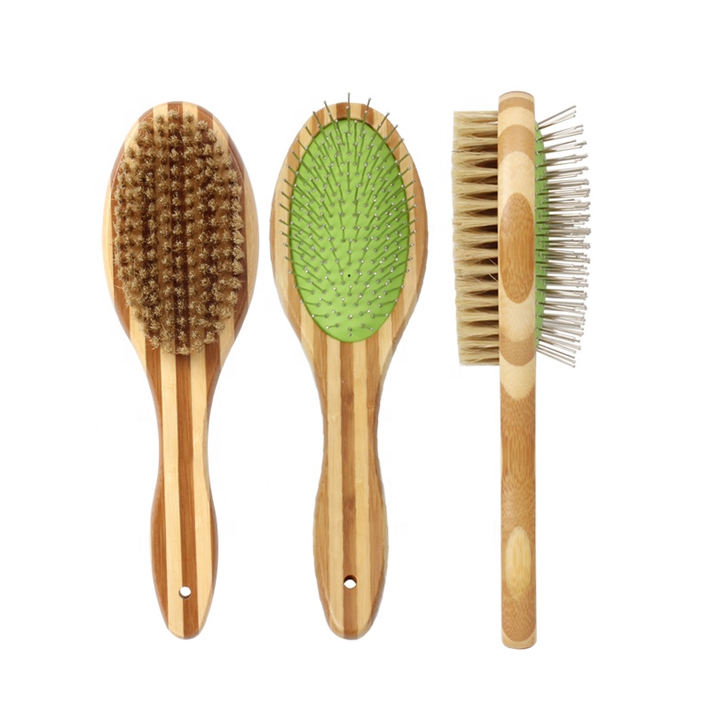 Factory Wholesale Three Style Bamboo Wooden Long Pin Cat Bristle Brush Pet Dog Massage Grooming Brush