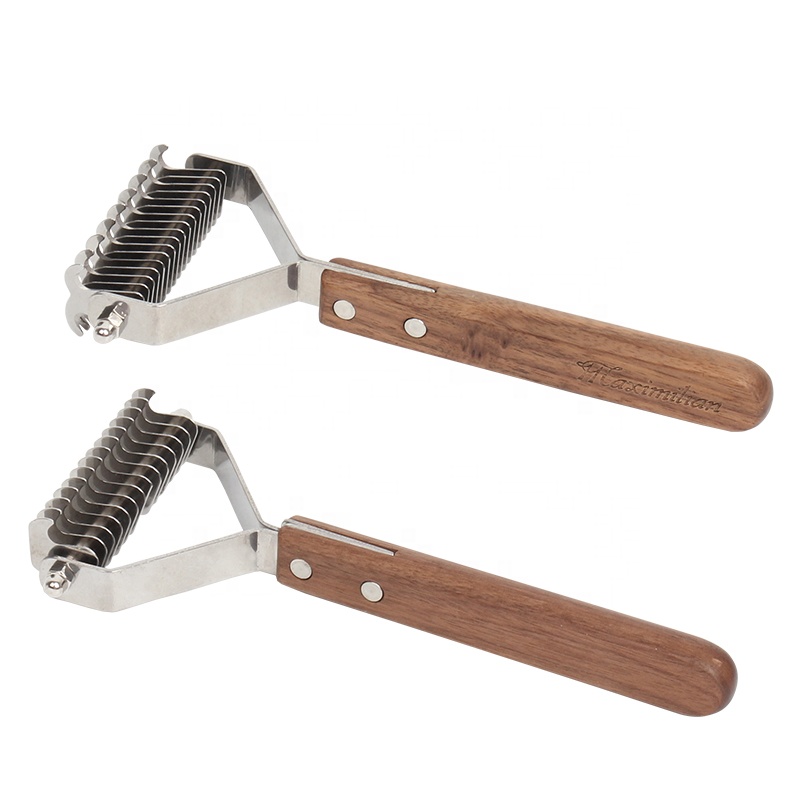 Factory Wholesale Upscale Four Type Single Double Sided Wooden Handle Pet Kont Rake Comb Dog Dematting Grooming Comb