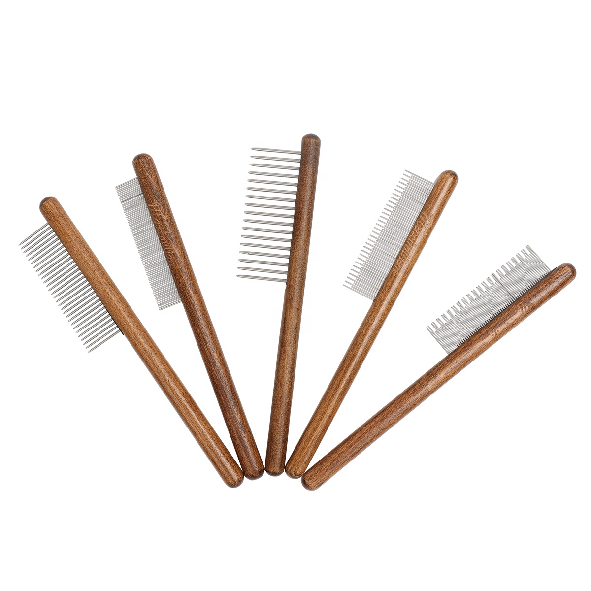 Factory Wholesale Upscale Six Style Wooden Handle Pet Flea Needle Comb Cat Dog Grooming Hair Comb