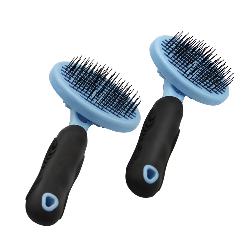 Factory Wholesale Cheap Rubber Non-slip Handle Self Cleaning Pet Cat Grooming Hair Brush