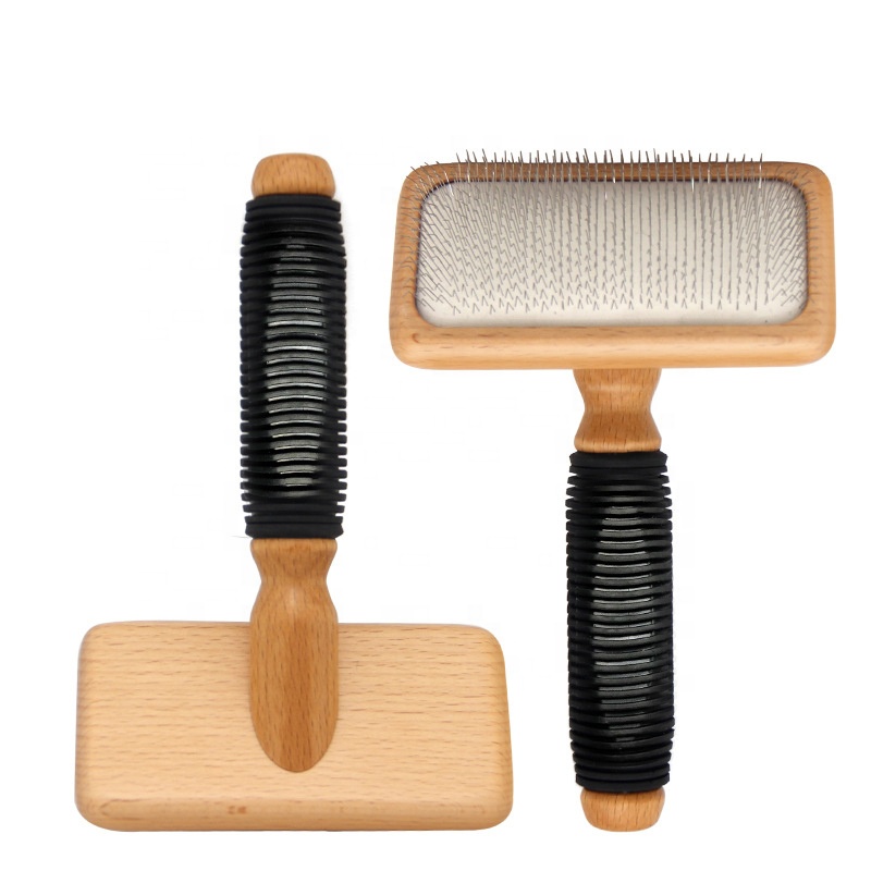 Factory Wholesale High Quality Wooden Cat Hair Brush Pet Dog Grooming Slicker Brush