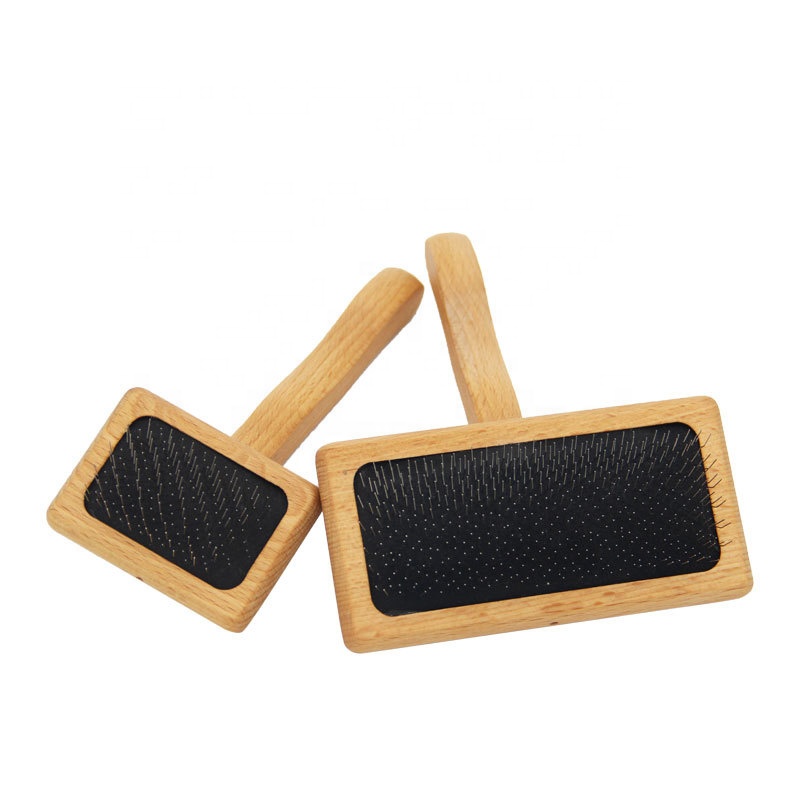 Factory Wholesale Custom Logo Wood Pet Wire Brush Cat Dog Hair Grooming Slicker Brush