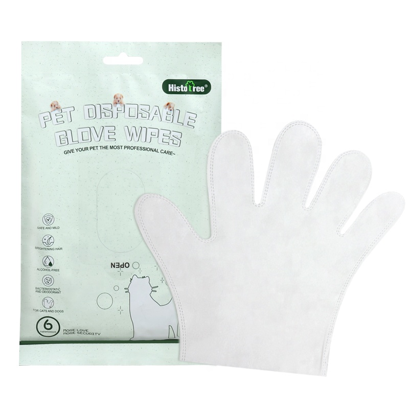 Factory Wholesale Custom Logo Disposable Non-woven Fabric Cat Cleaning Gloves Dog Pet Wipes Gloves