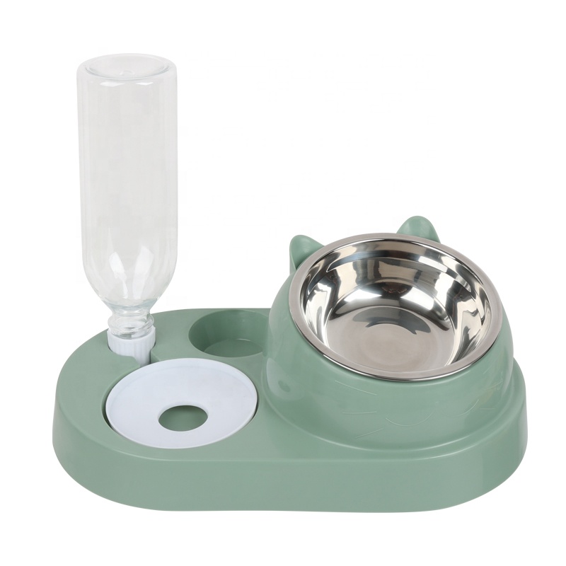 Factory Wholesale 3 In 1 New Plastic Pet Drinking Bowl Elevated Stainless Steel Cat Food Bowl