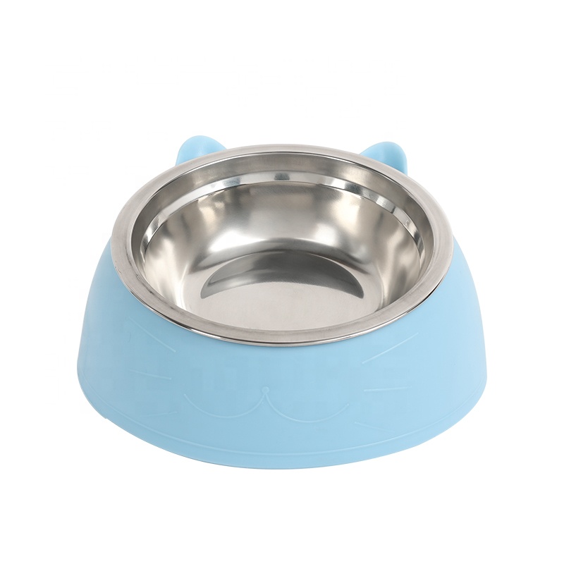 Factory Wholesale Stainless Steel 30 Degree Tilted Pet Drinking Bowl Elevated Cat Food Bowl